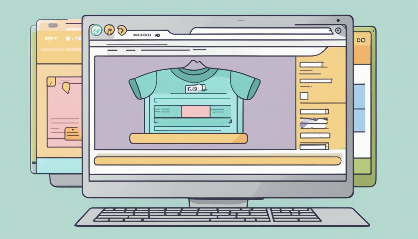 A computer screen with a web browser open to a baby clothing website, with a "Frequently Asked Questions" section visible on the page