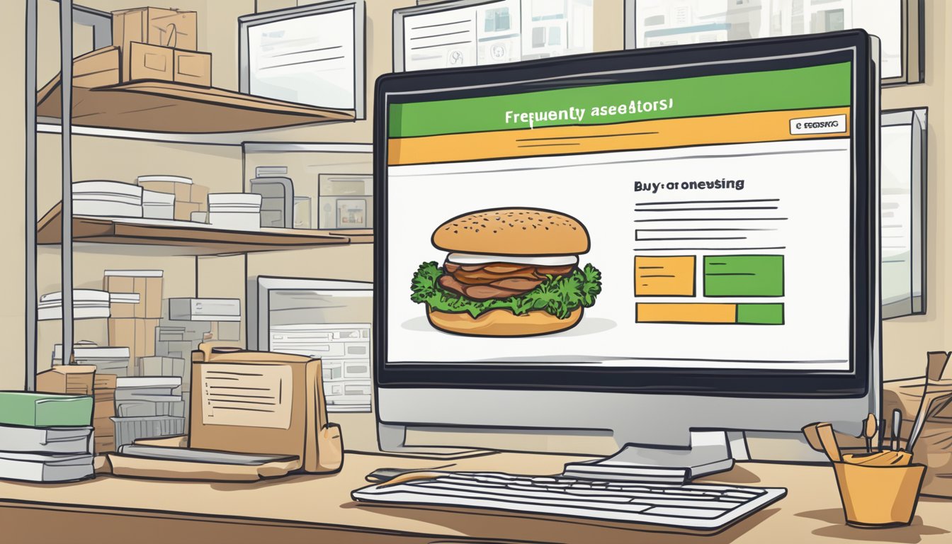 A computer screen displaying a website with the title "Frequently Asked Questions: buy meat online cheap" and a list of questions and answers below
