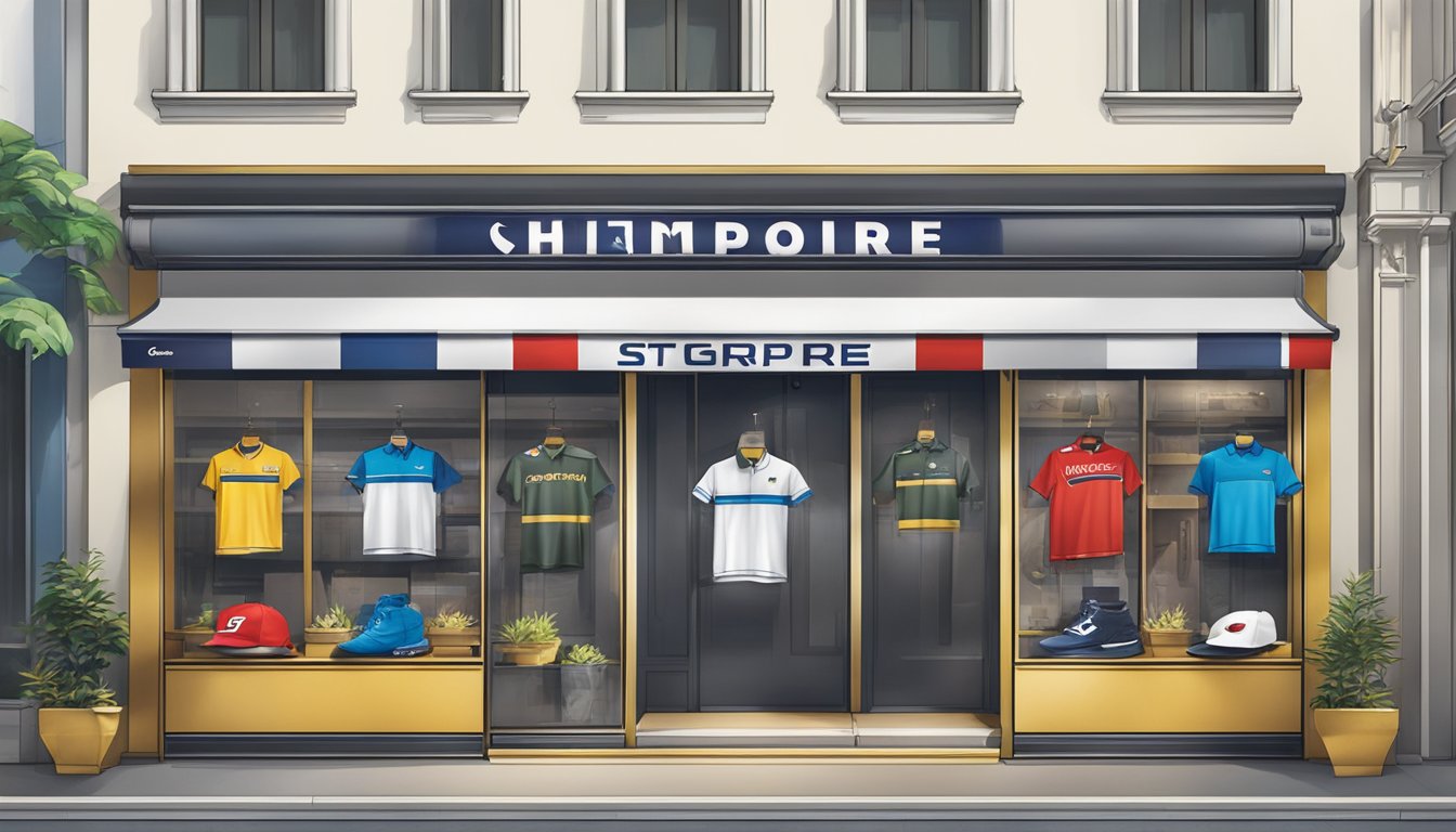 A storefront displaying Champion Apparel and Accessories in Singapore