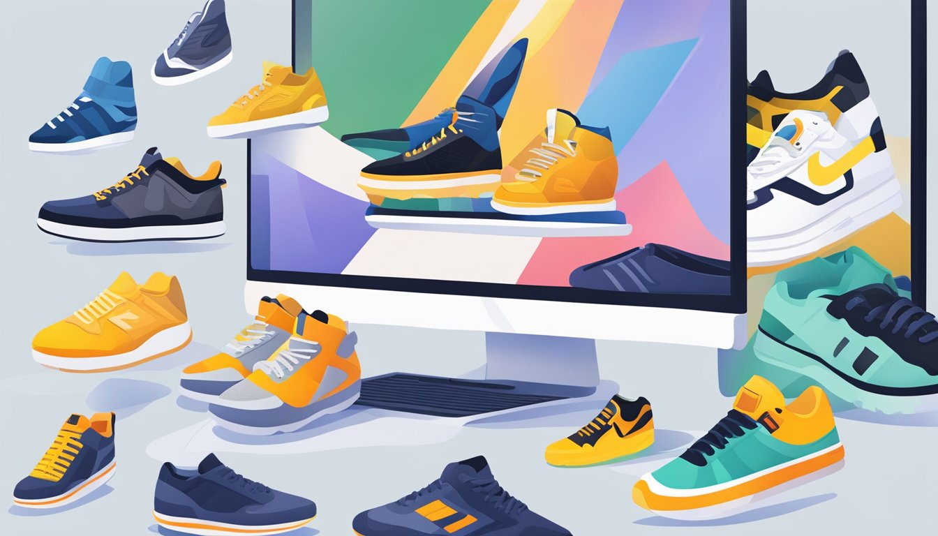 A computer screen displaying a variety of sneaker options from different online retailers, with easy navigation and user-friendly interface