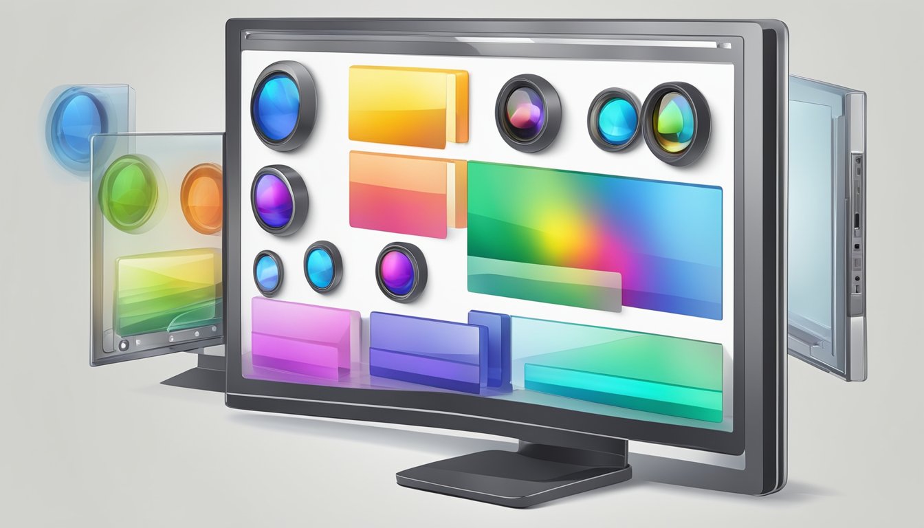 A computer screen displays a variety of coloured lenses. A cursor hovers over the "add to cart" button
