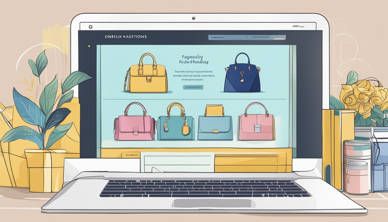 A computer screen with a website open to a page titled "Frequently Asked Questions buy dior handbags online."