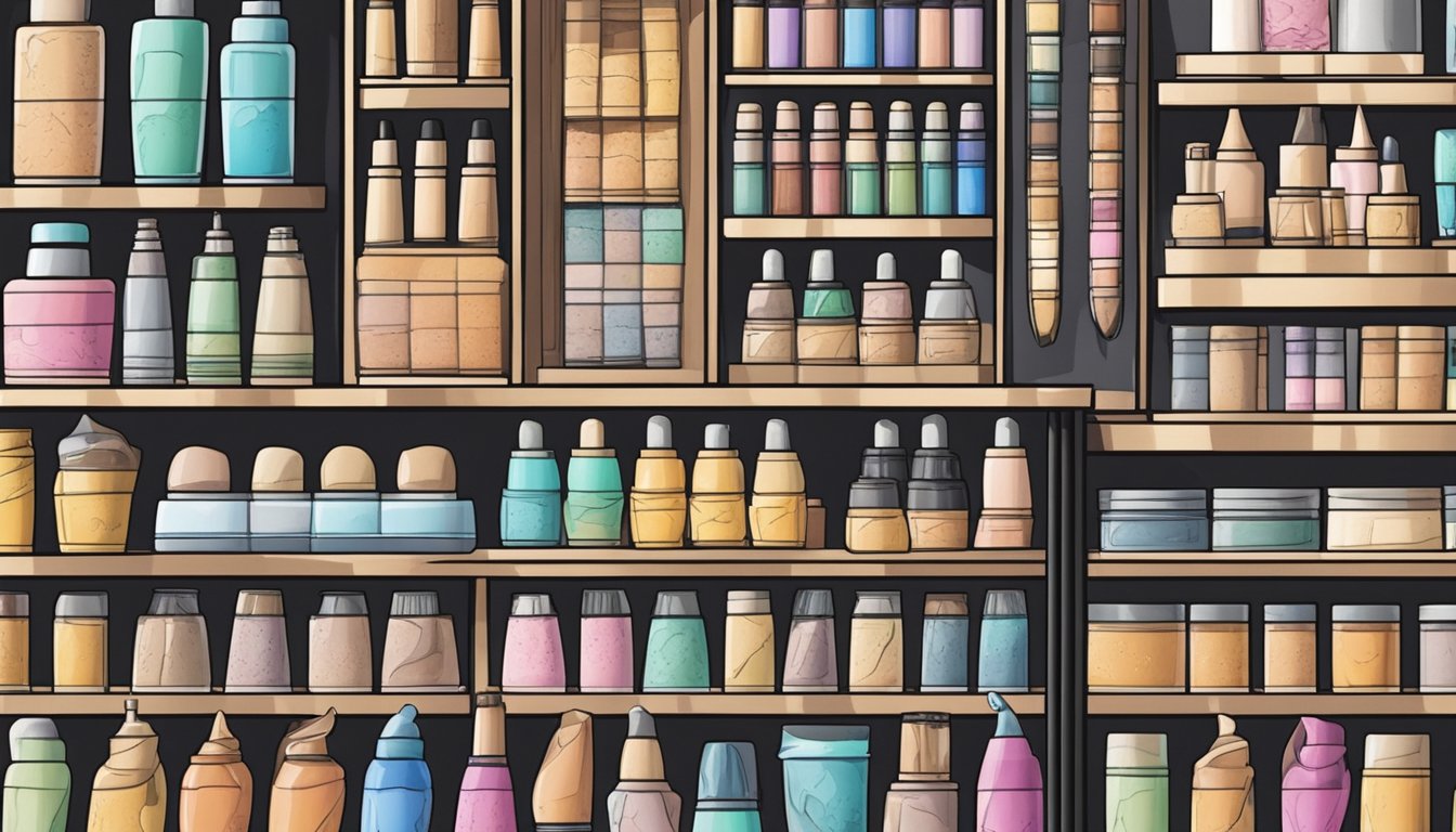 A store display with various tattoo concealer products in Singapore