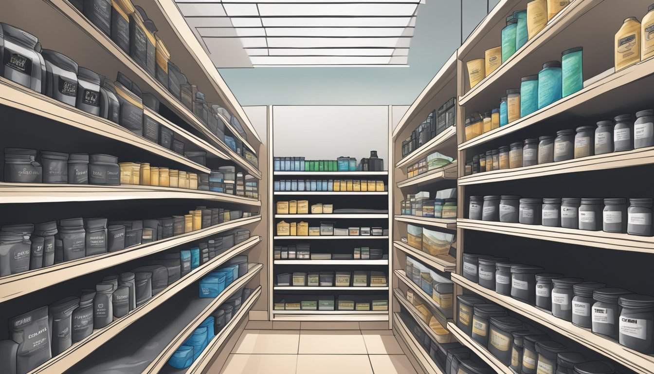 A store shelf in Singapore displaying activated charcoal powder for sale