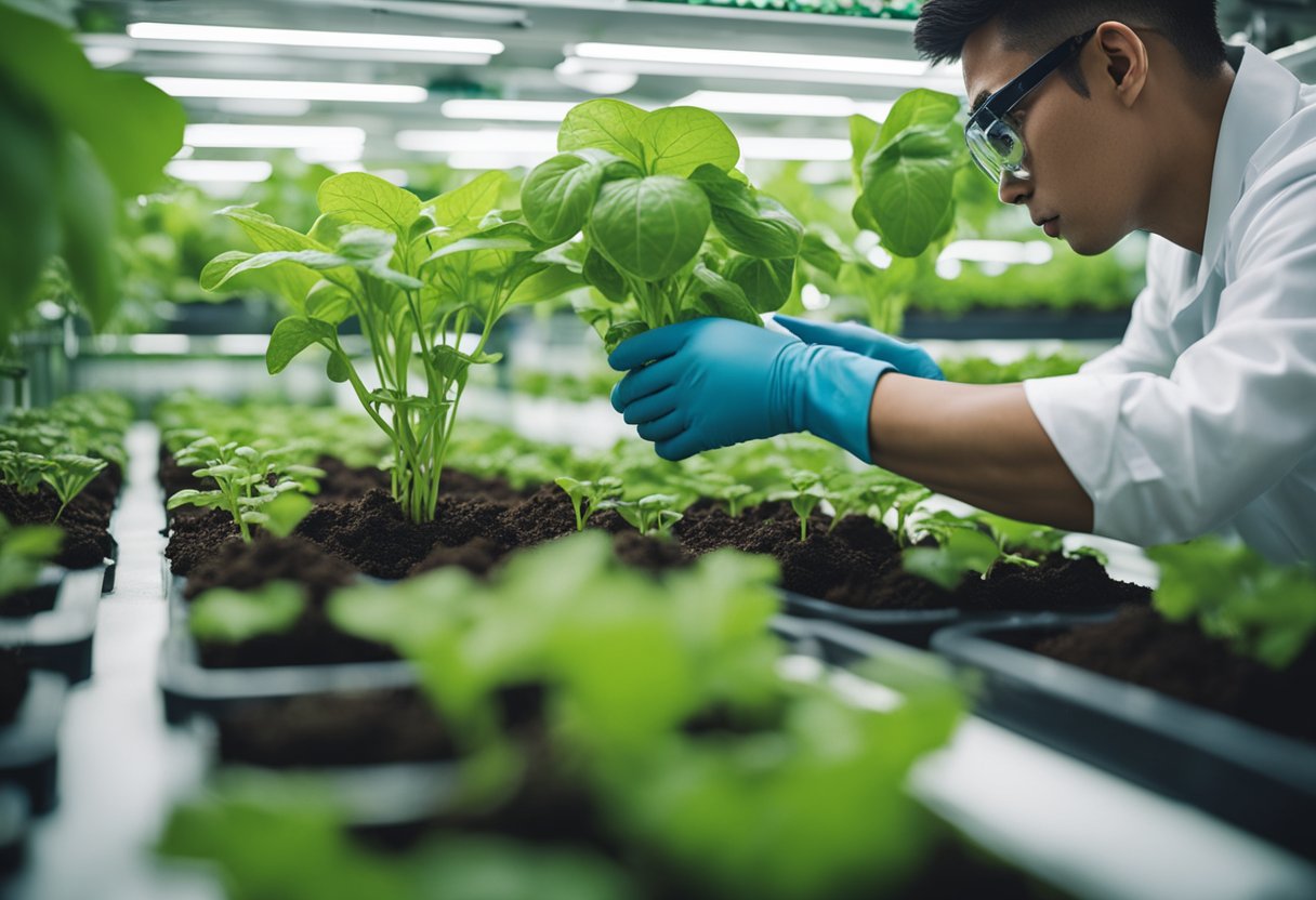 Hydroponic plants are carefully removed from their nutrient-rich water system and gently placed into nutrient-rich soil, where their delicate roots begin to adjust to the new environment