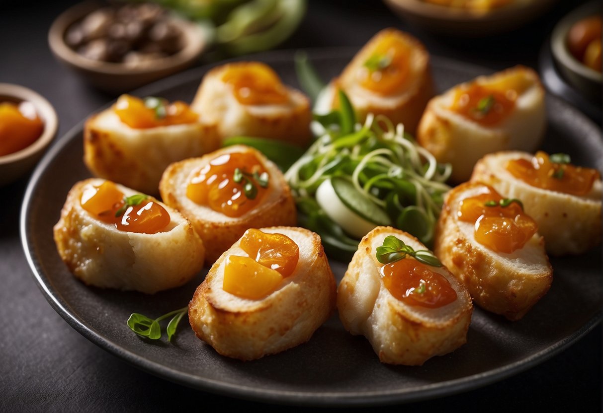 A variety of Chinese appetizers sizzle in the air fryer, emitting tantalizing aromas as they cook to crispy perfection