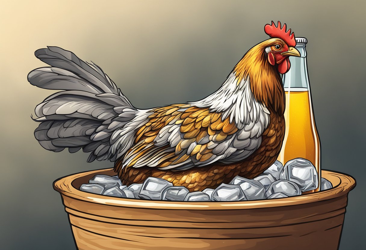 A chicken marinating in beer
