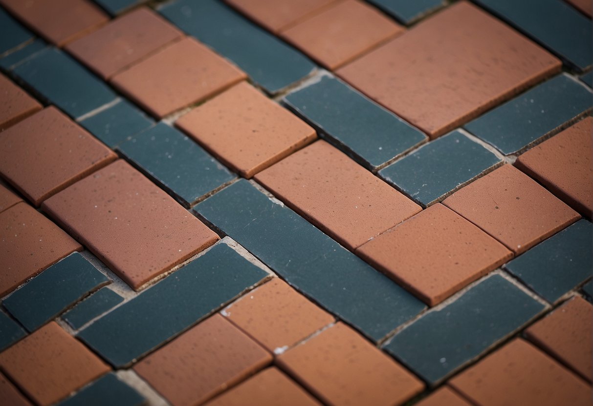 Brick pavers laid in herringbone pattern with contrasting border. Edging with soldier course. Subtle color variation for visual interest