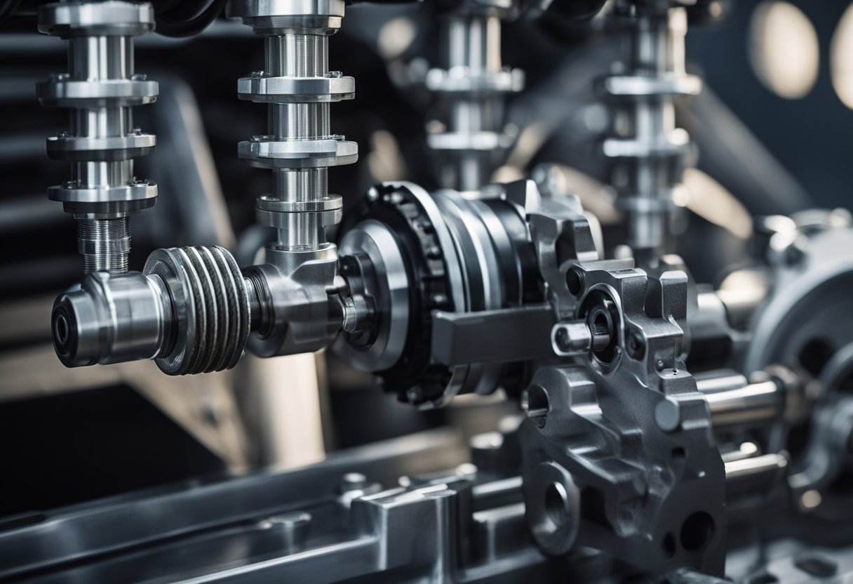 The transmission is securely fastened to the engine with multiple bolts. The mounting process involves ensuring a tight and stable connection between the two components