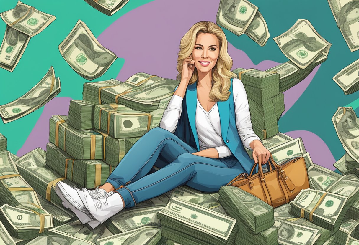 Chelsie Deville's net worth illustrated with stacks of money and luxury items