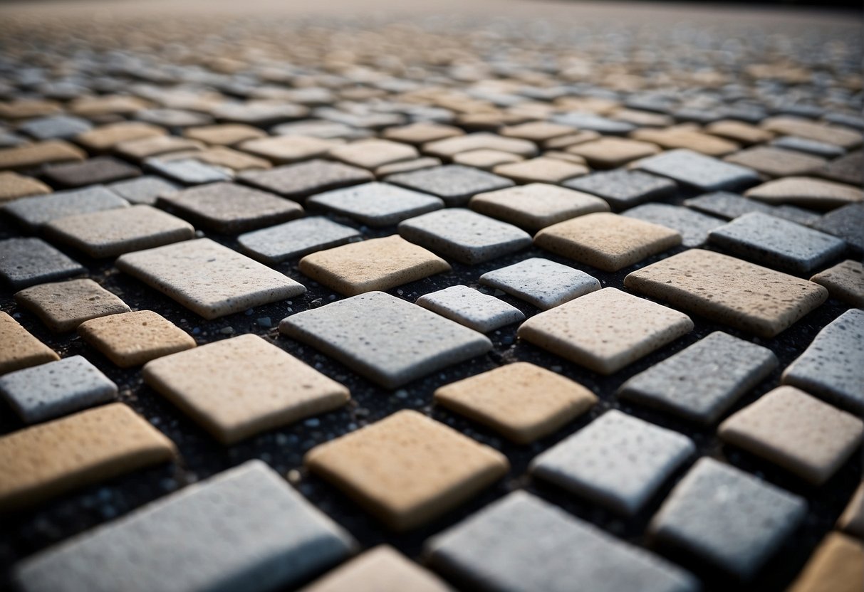 Stone pavers arranged in a driveway, showing wear and weathering to illustrate durability factors