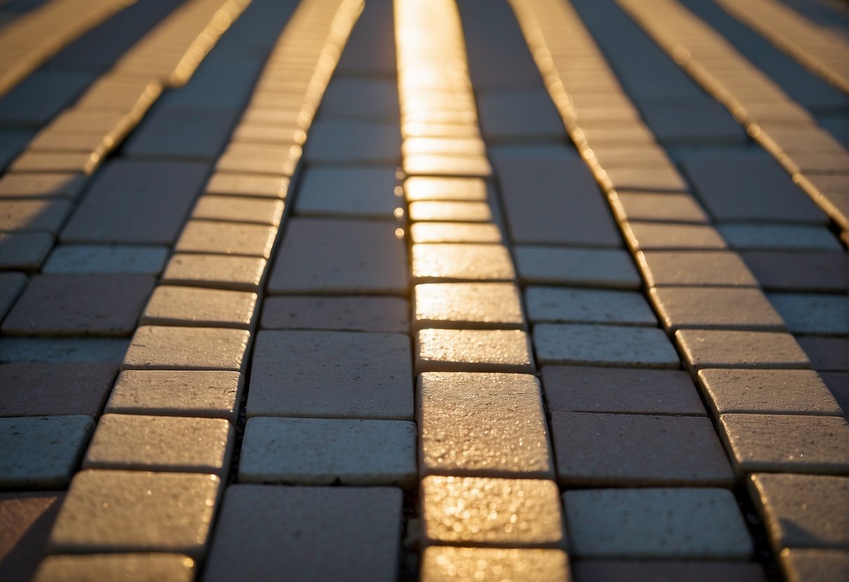 Interlocking pavers line a sunlit pathway in Fort Myers, showcasing their durability against the elements