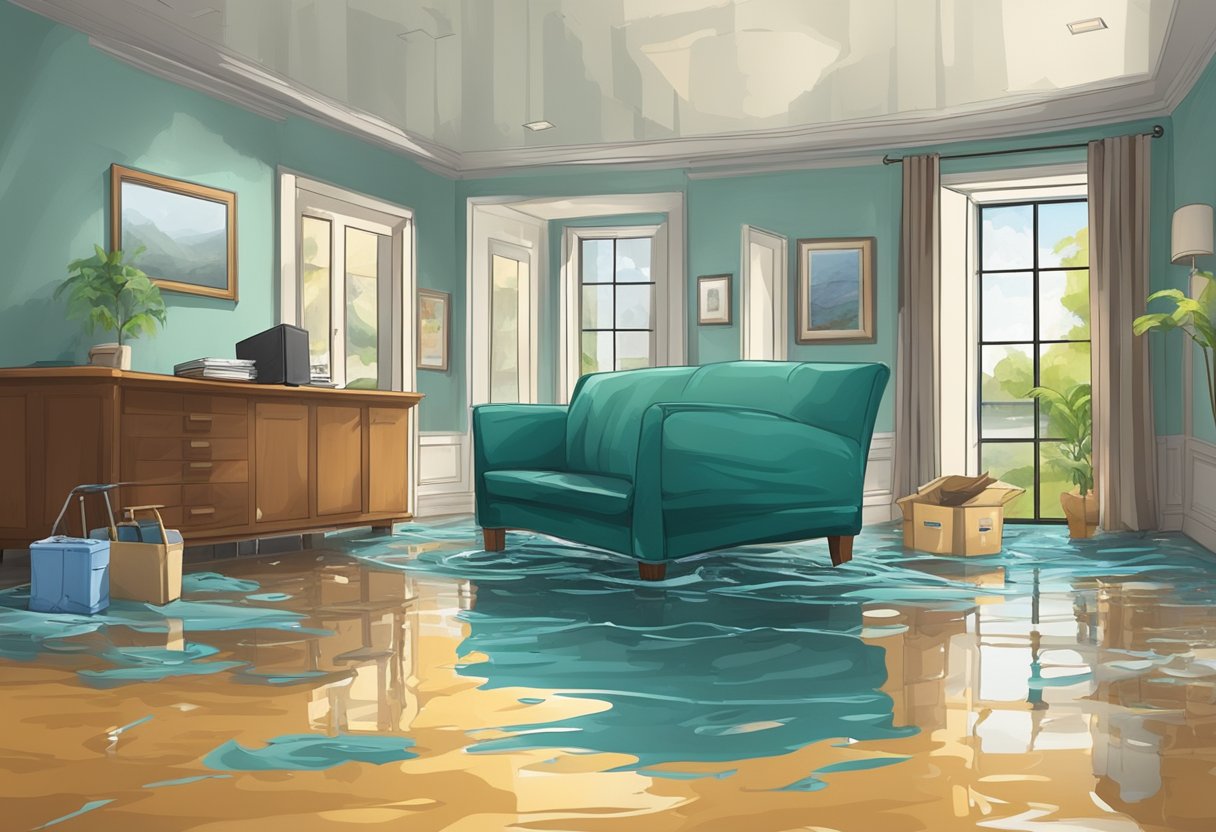 Waterlogged floors and walls, dripping ceilings, and soaked furniture. A sense of urgency as water damage restoration equipment is brought in