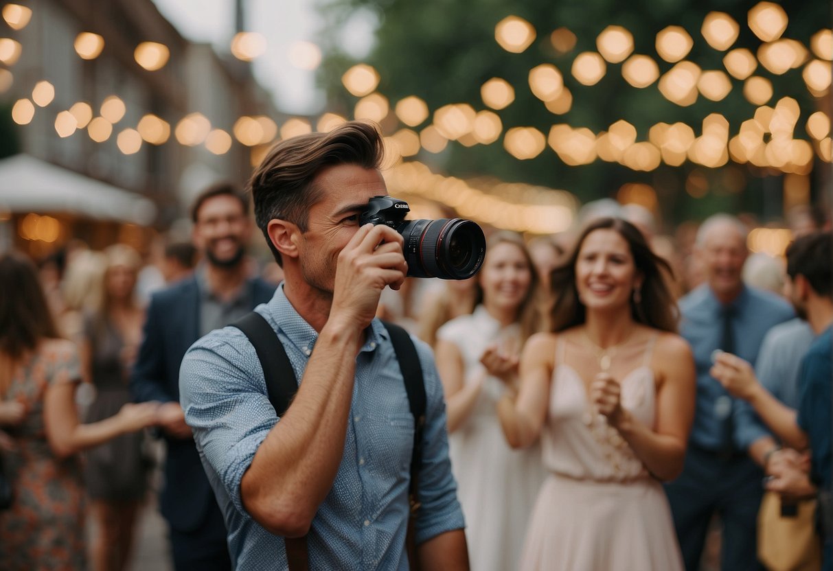A wedding photographer capturing the importance of language skills in a joyful celebration