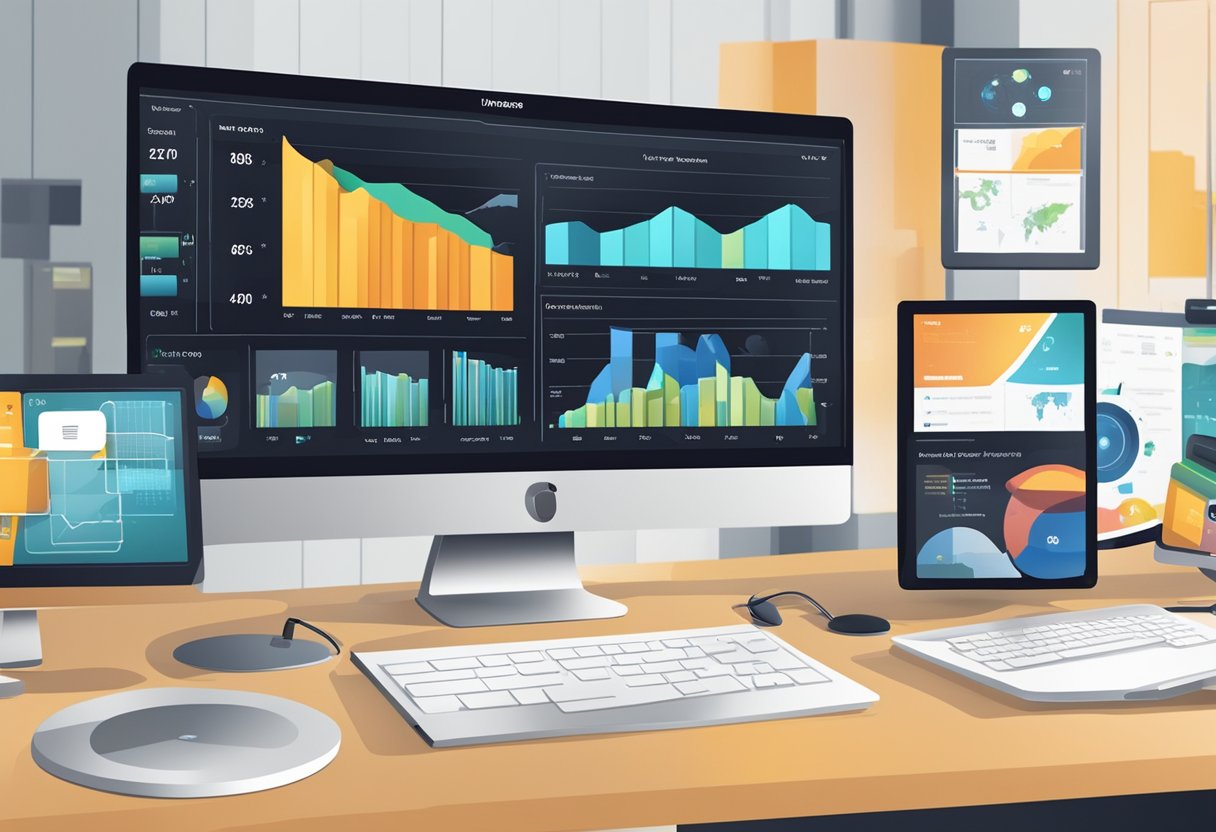 A computer screen displays a comparison of video analytics data, with charts and graphs showing views, engagement, and audience demographics