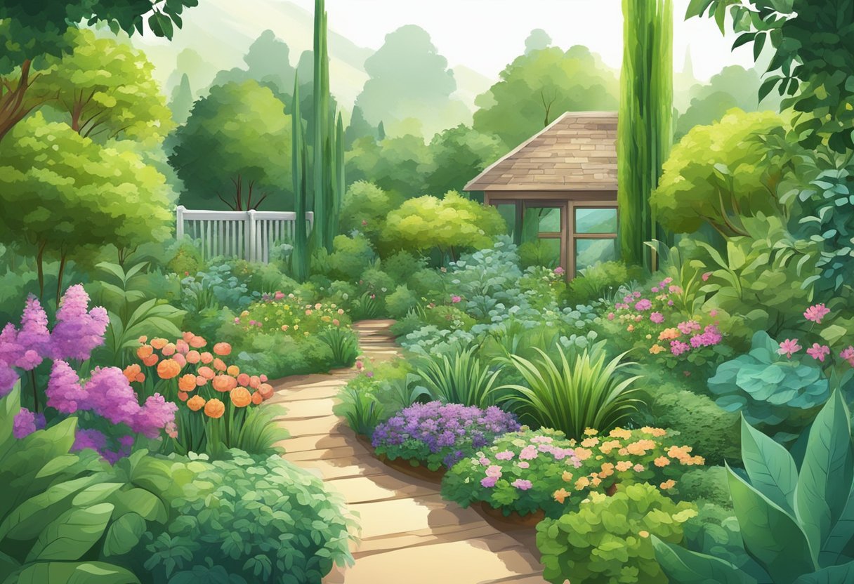 A lush garden with various thriving plants, symbolizing future investment and growth