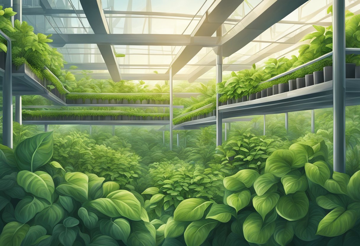 A lush, thriving investment plant surrounded by potential risks and challenges