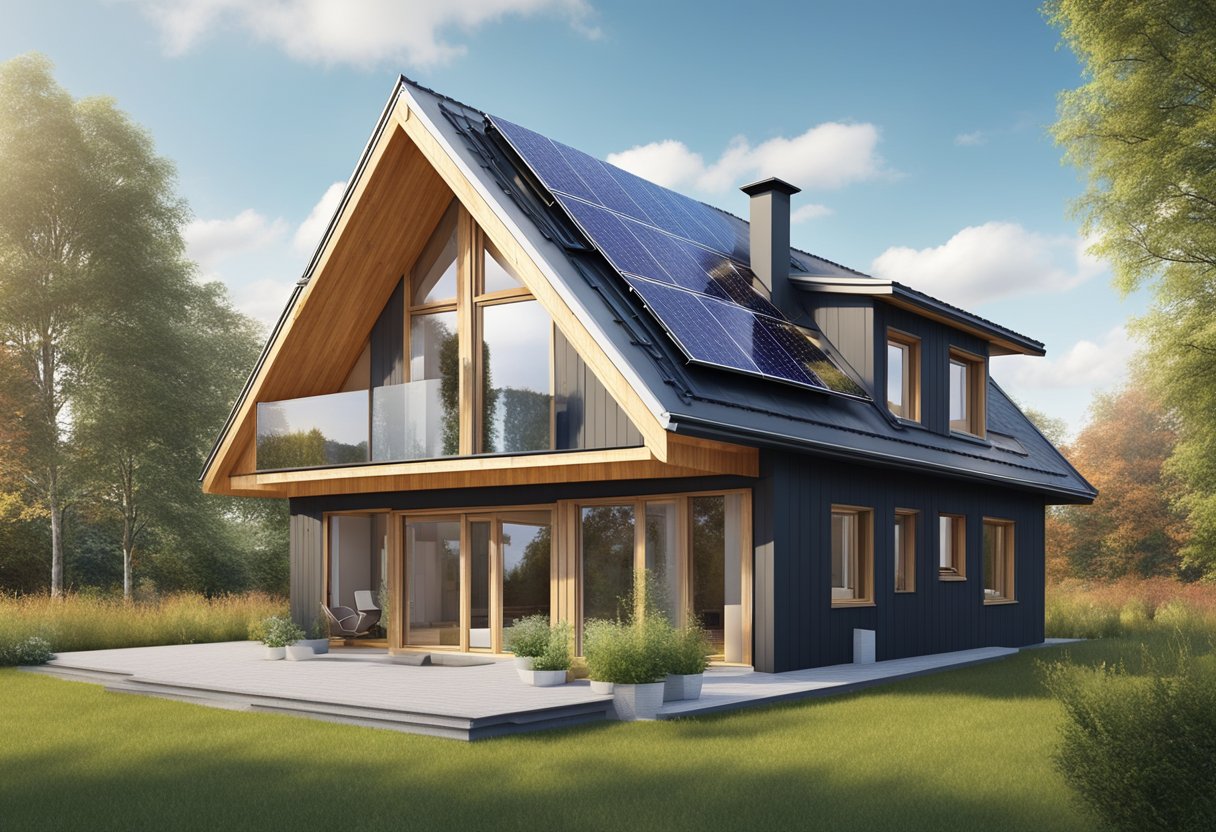 A modern, energy-efficient house in Lithuania with solar panels, triple-glazed windows, and thick insulation