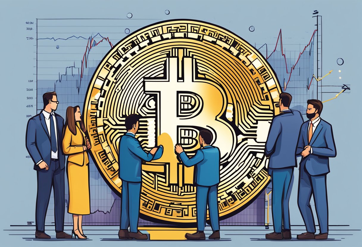 The 2024 Bitcoin Halving event unfolds, impacting global markets. Traders react, prices fluctuate, and economic consequences loom