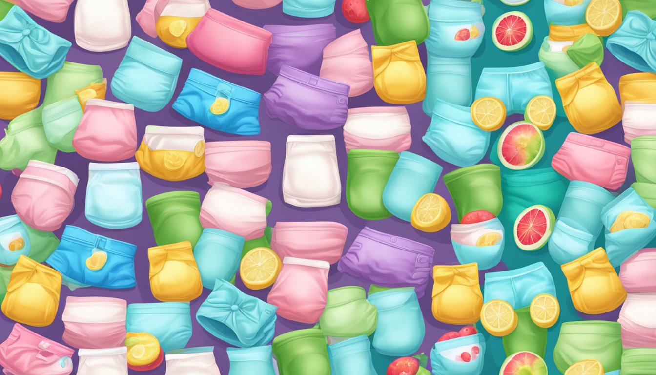 A computer screen displaying a variety of colorful Merries diapers available for purchase on an online shopping website