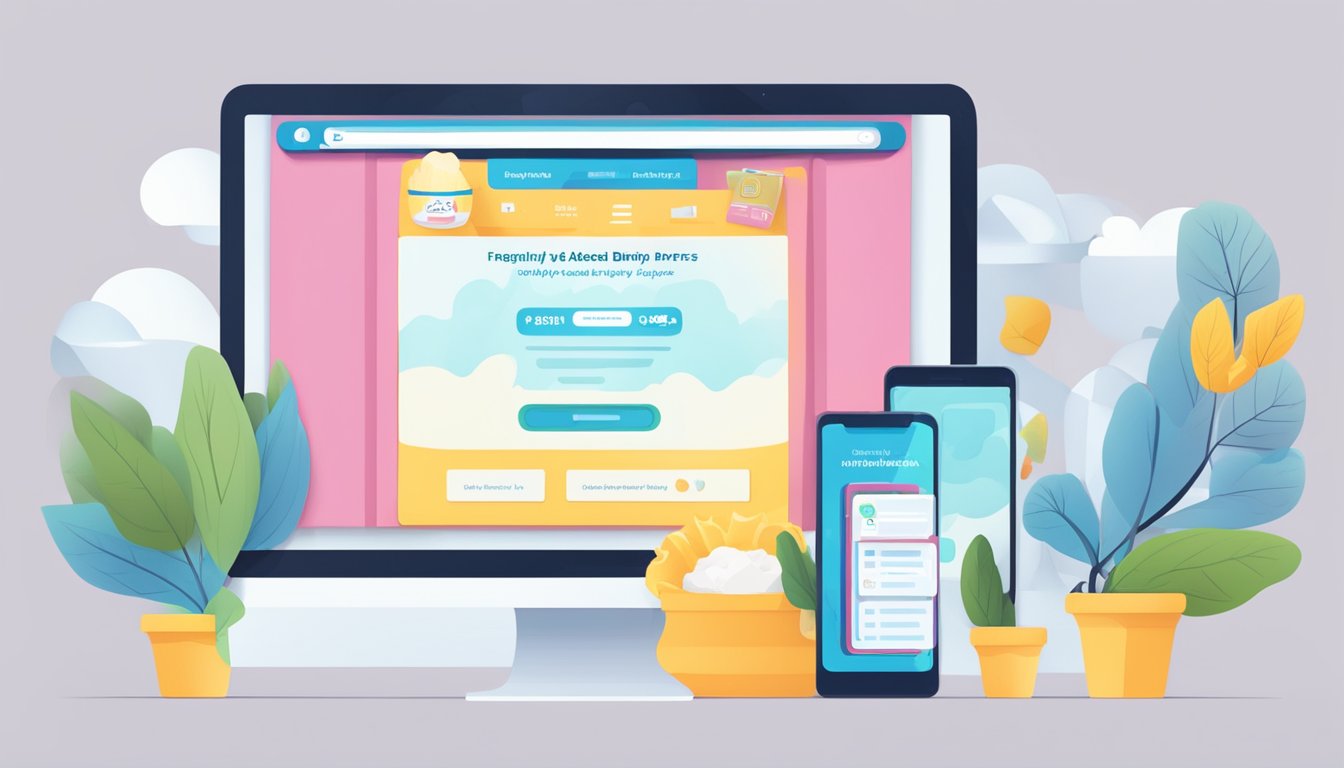 A computer screen displaying a website with the title "Frequently Asked Questions buy merries diapers online". A cursor hovers over the link, ready to click