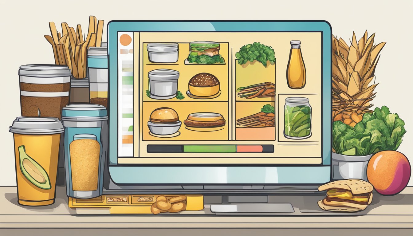 A variety of food items displayed on a computer screen for online purchase