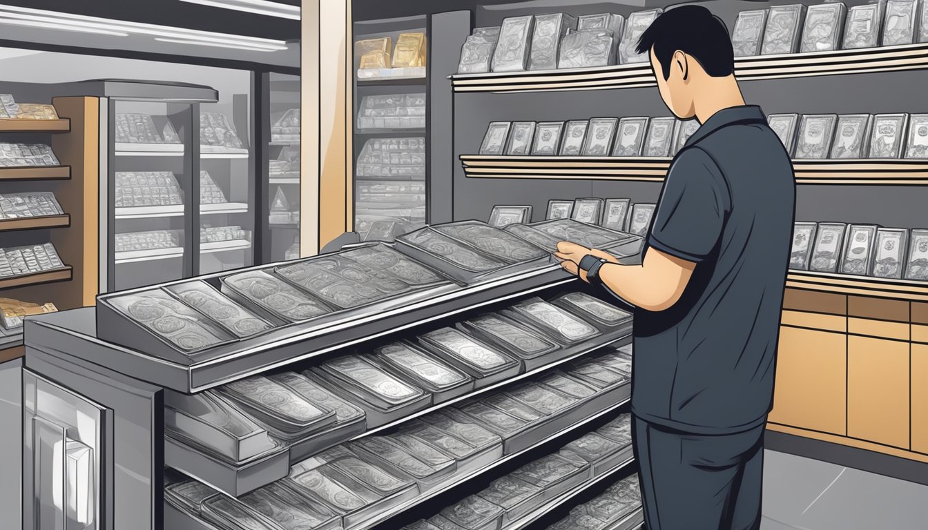 A person buys silver bullion at a Singapore store, then carefully stores it in a secure location at home