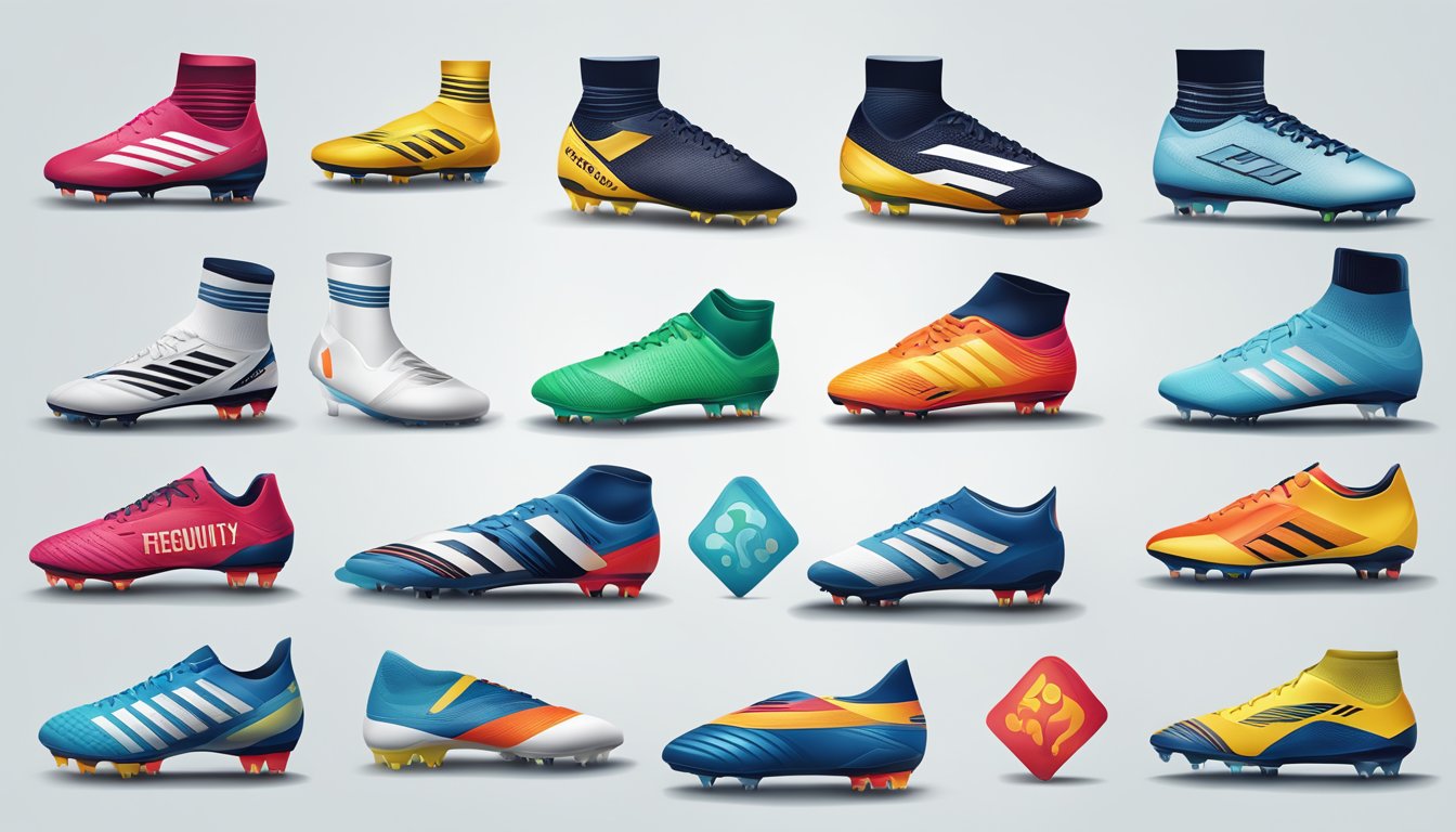 Soccer boots displayed on a clean, white background with a prominent "Frequently Asked Questions" banner above