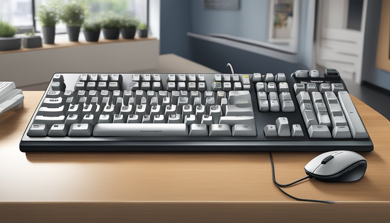 A Logitech K375s keyboard on display at a Best Buy store
