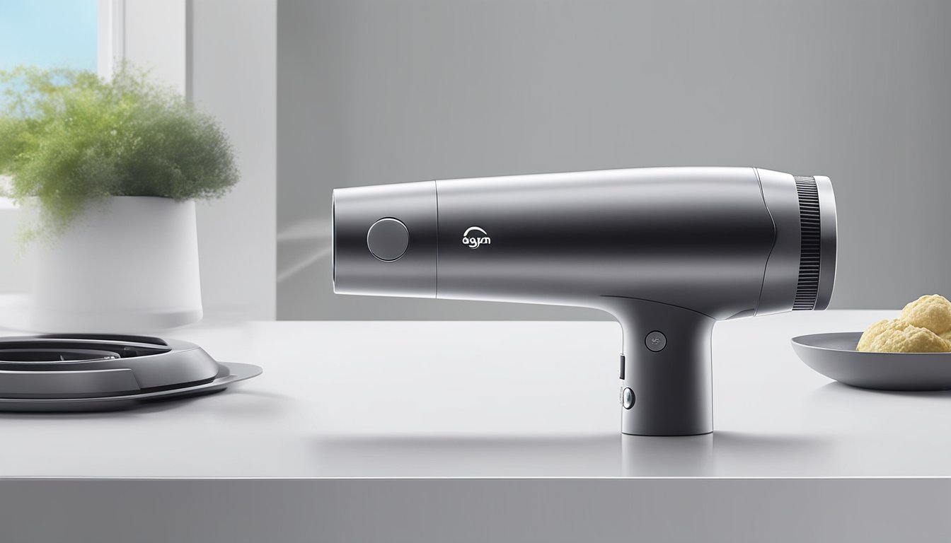 A Dyson Supersonic hair dryer displayed on a clean, white countertop with a Best Buy logo in the background