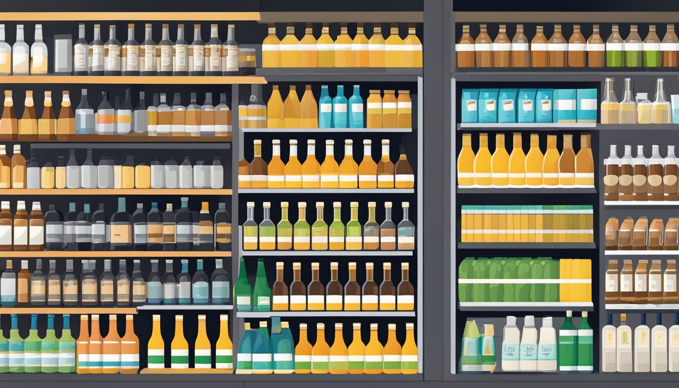 Alcohol available for purchase at a Singaporean convenience store. Signage indicates legal purchasing hours