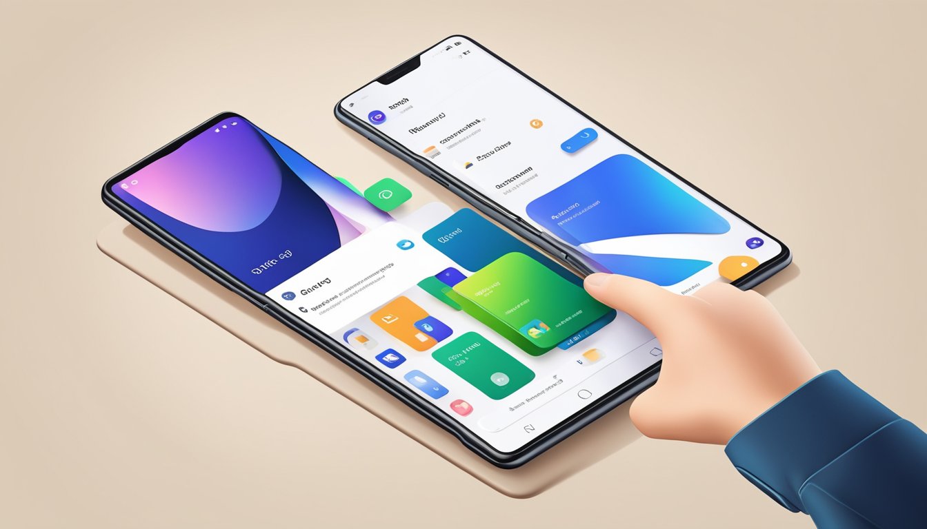 A hand reaches for a sleek Mi Max 4 smartphone on an online shopping platform, with a practical and stylish design