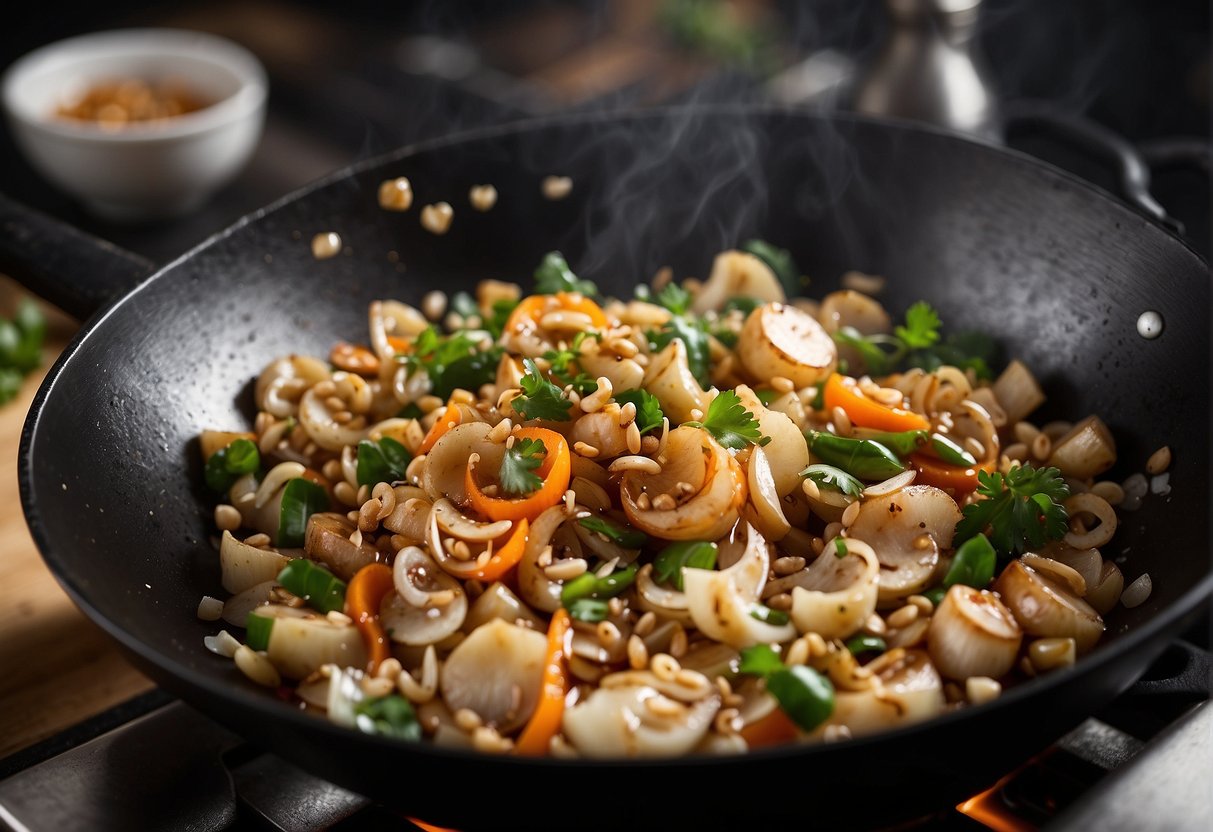 A wok sizzles with garlic, ginger, and soy. A dash of rice vinegar adds tang, while a hint of sweetness lingers in the air