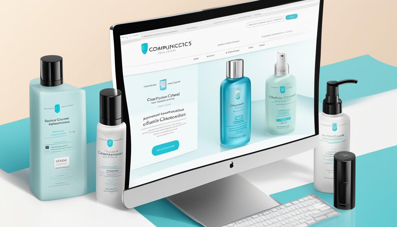 A computer screen displaying the official Skinceuticals website with a secure checkout process and verified seller logos