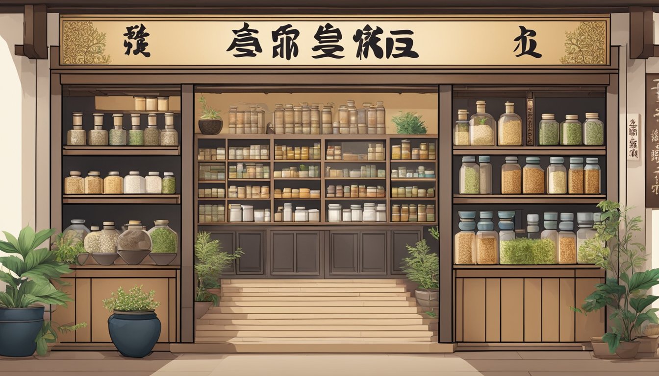 A traditional Chinese medicine shop in Singapore, showcasing various herbal remedies and treatments for health benefits