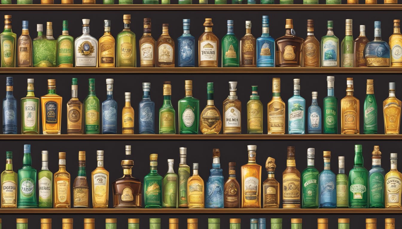 A liquor store display shelves with various tequila bottles in Singapore