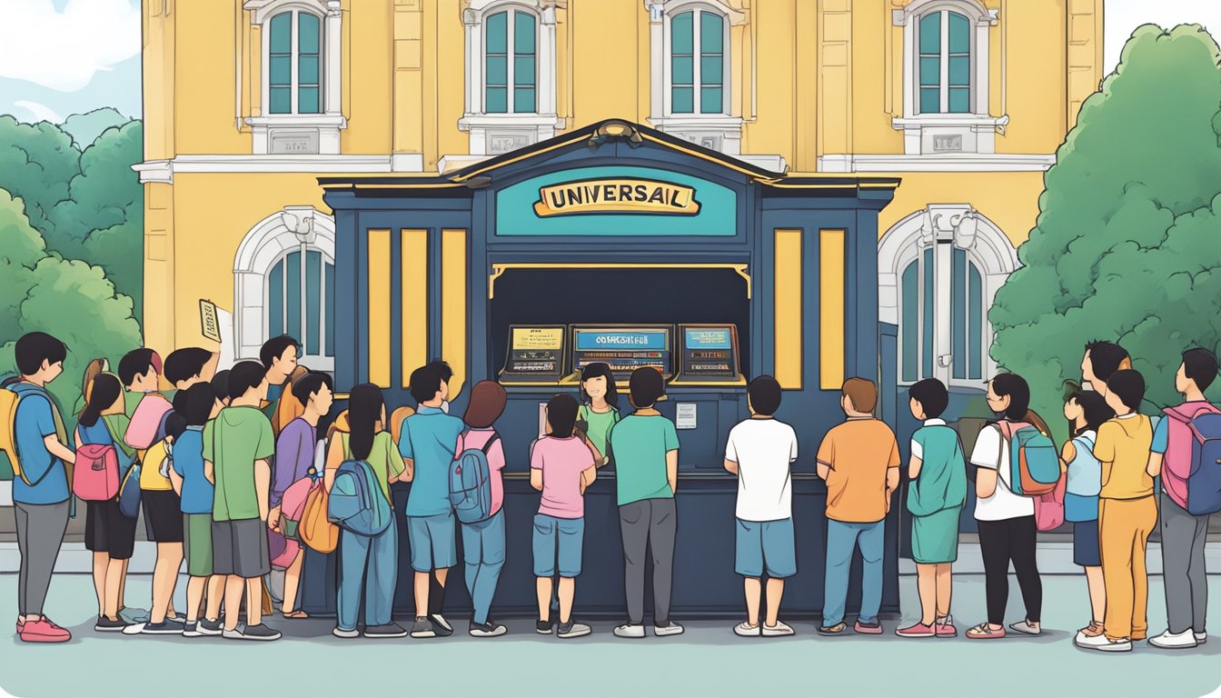 Visitors lining up at Universal Studios Singapore ticket booth