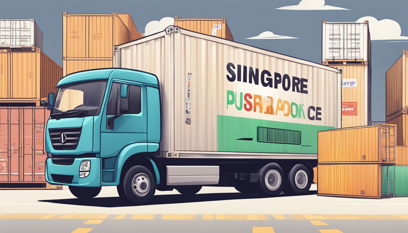 A customer clicks "complete purchase" on Taobao, while a package labeled "Singapore" is being loaded onto a shipping truck