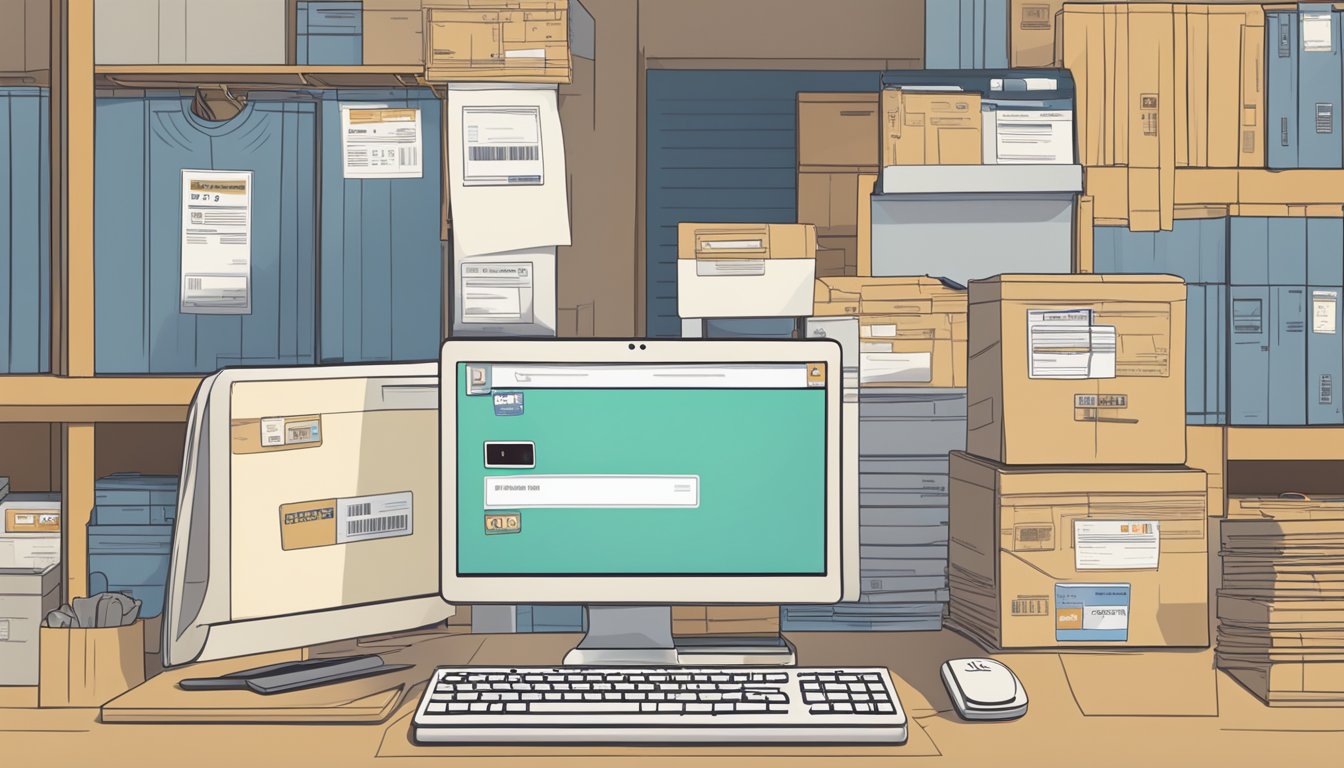 A computer with a Thai clothing website open, a credit card, and a shipping address entered