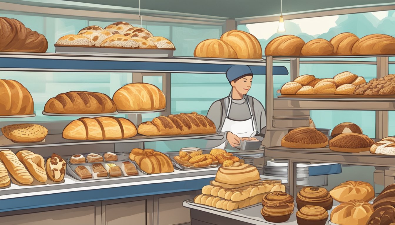 Customers browsing a variety of delectable pastries and breads on a user-friendly online bakery website