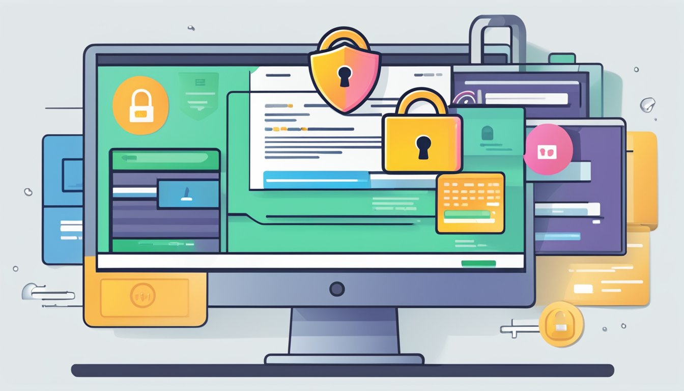 A computer screen with a secure website displaying the Elucent product, a padlock symbol, and a secure payment option