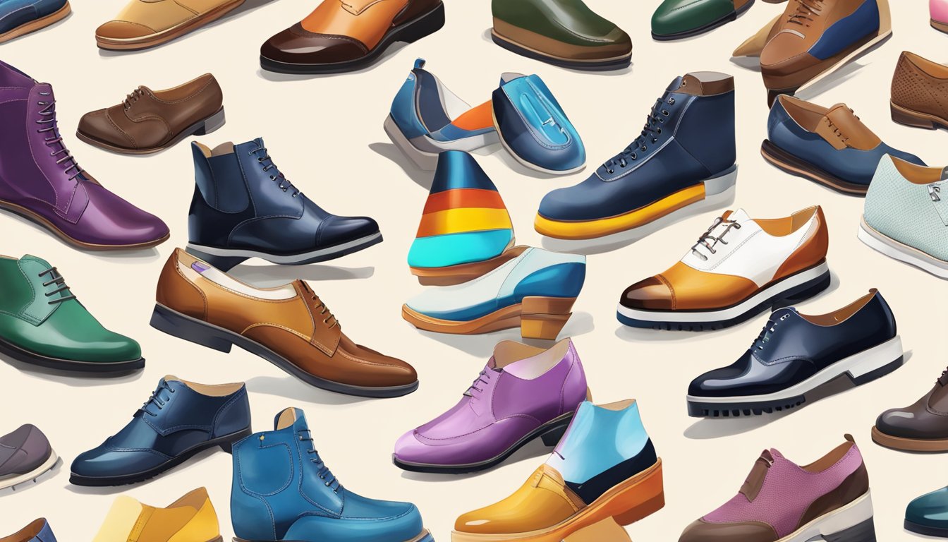 A colorful array of Everbest shoes displayed on a sleek online platform, with the brand's logo prominently featured