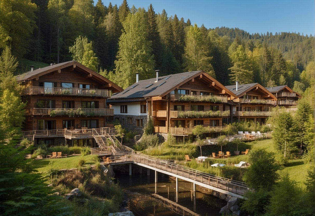 RelaxResort Kothmühle: Sustainable vacation. Scene features serene resort setting with eco-friendly elements and nature integration