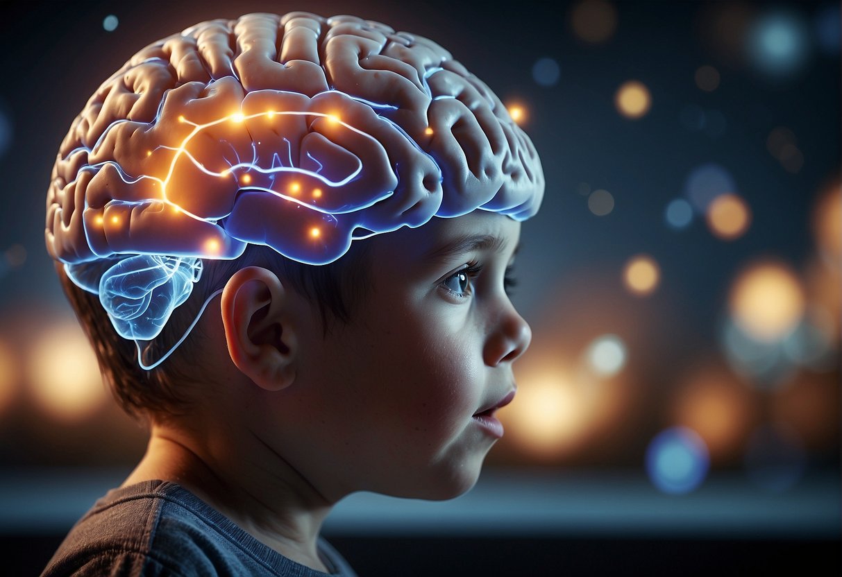 A child's brain activates as they begin to speak, showcasing cognitive and physiological factors