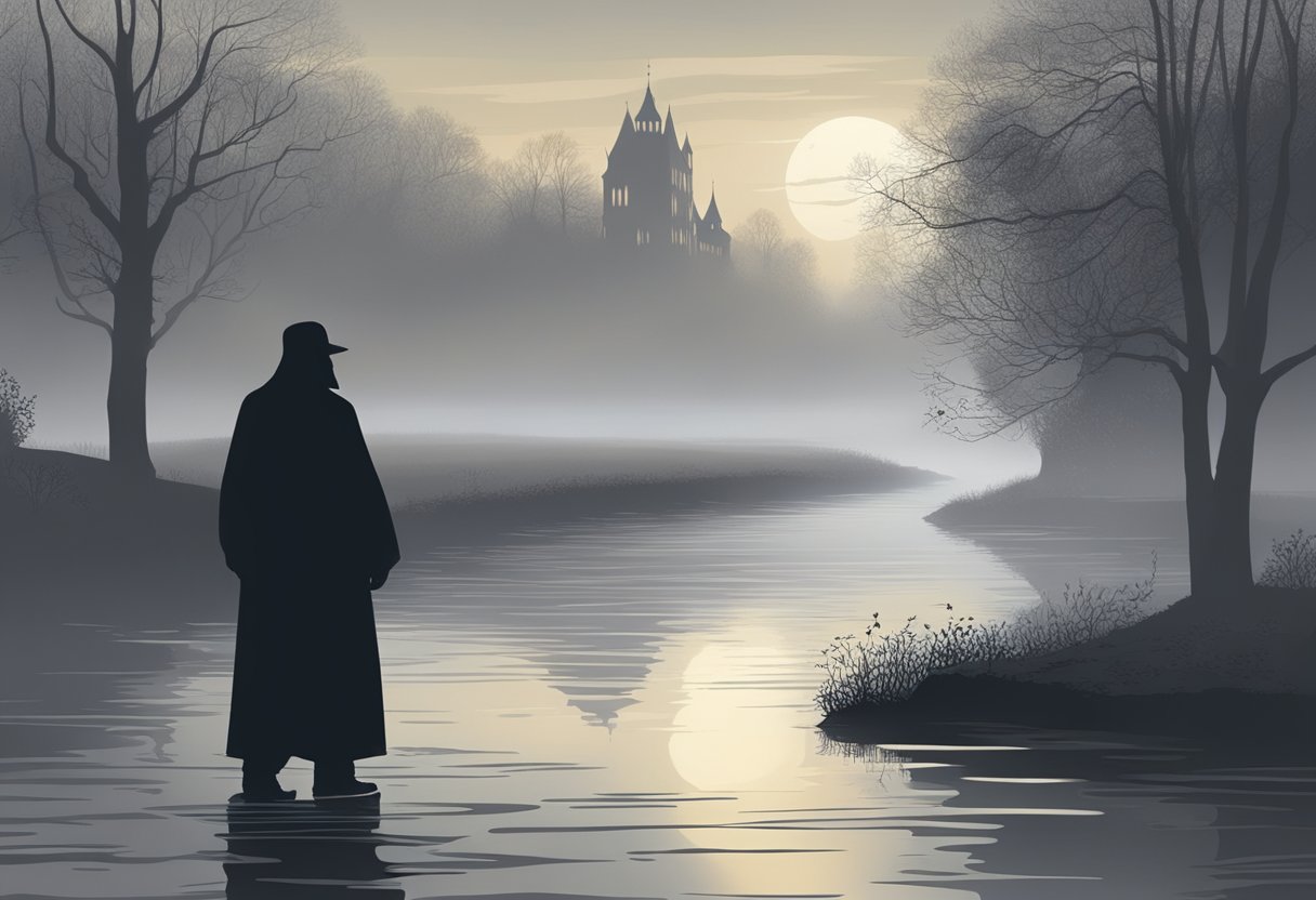 A shadowy figure approaches the mysterious Avon, shrouded in mist. Is this a path to opportunity or a dangerous illusion?