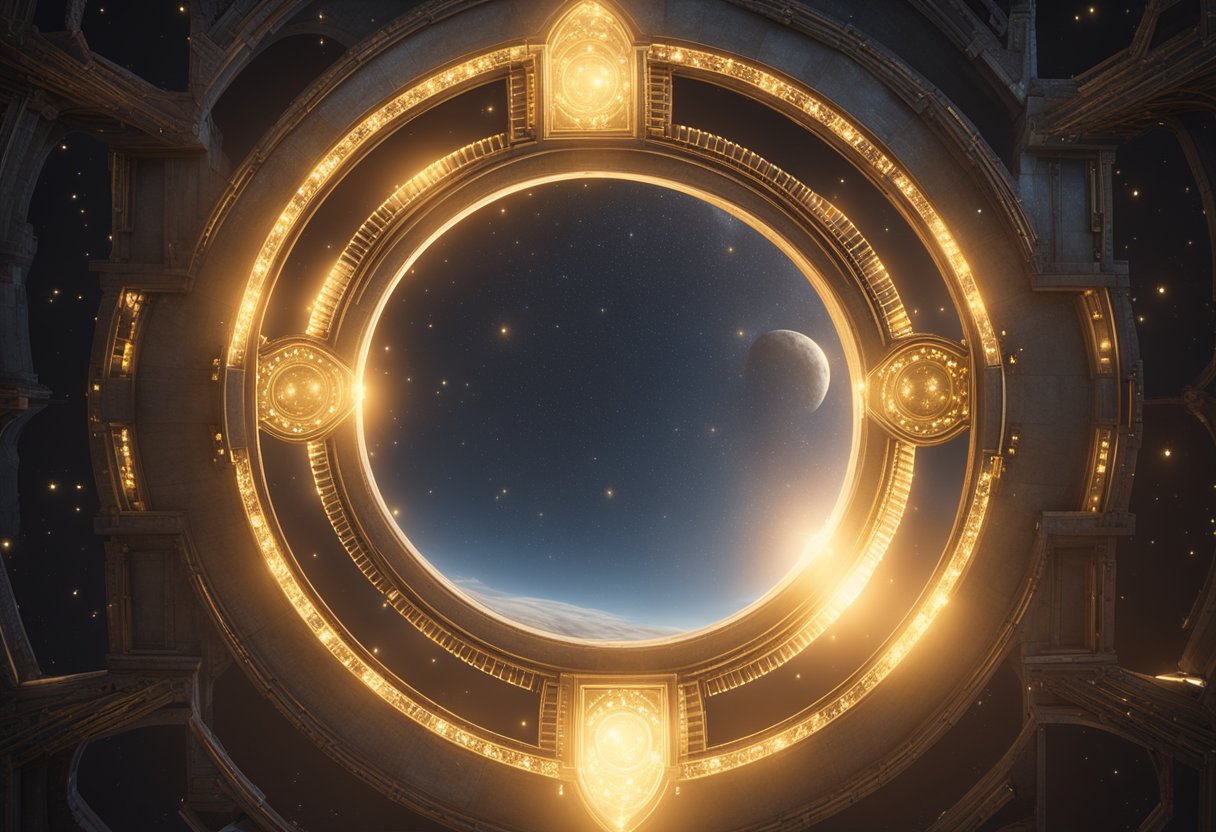 A glowing celestial portal with 32 stars, radiating divine energy