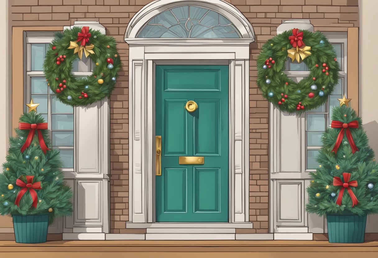 Teachers denied entry at home for Christmas. A closed door with a wreath and "No Entry" sign