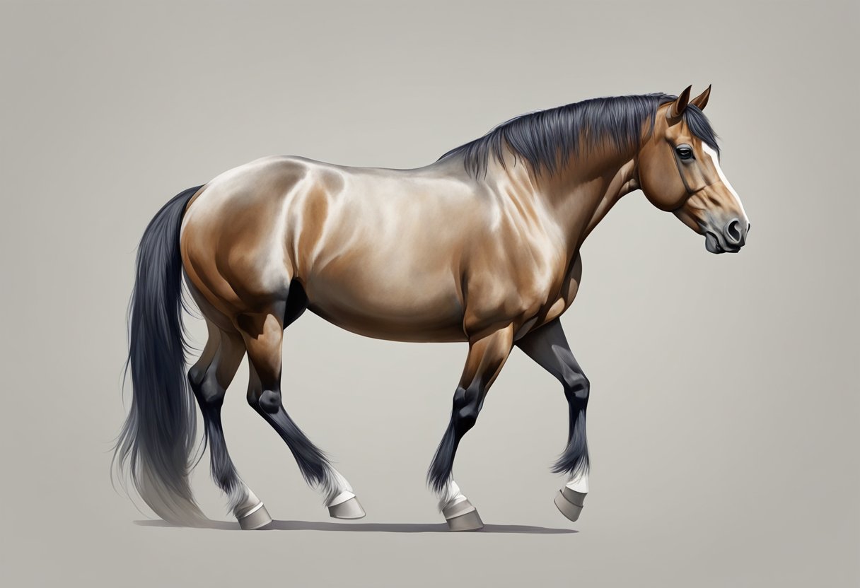 A horse standing calmly as various stimuli are introduced, such as new objects, sounds, and movements. The horse remains relaxed and attentive throughout the process