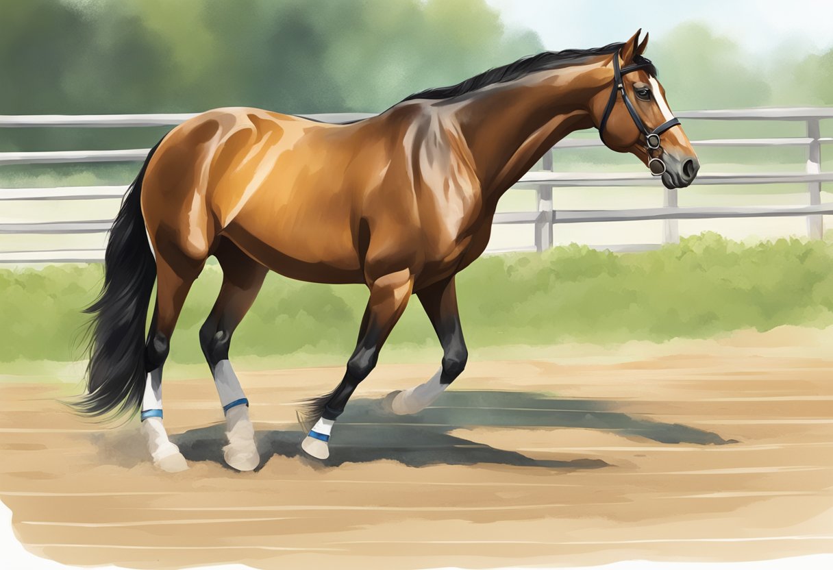 A horse responding to sound cues with rewards in a training arena