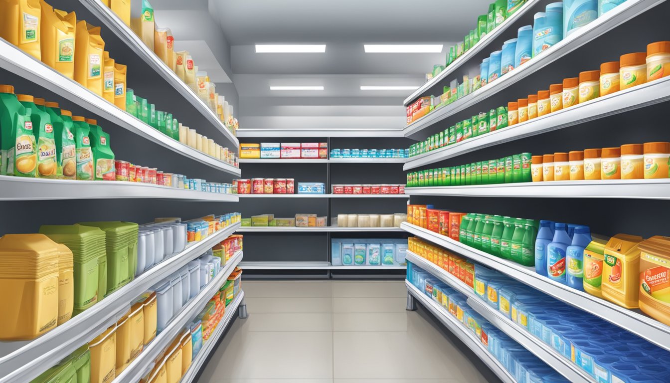 Shelves stocked with liquid starch in a Singapore store